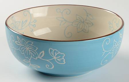 Floral Lace Light Blue Soup/Cereal Bowl