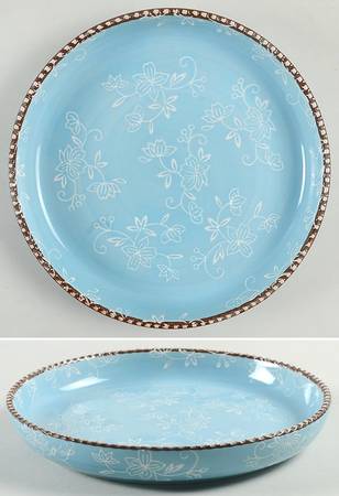 Floral Lace Light Blue Deep Salad Plate