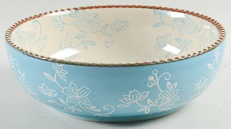 Floral Lace Light Blue Deep Soup/Cereal Bowl