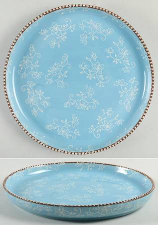 Floral Lace Light Blue Deep Dinner Plate