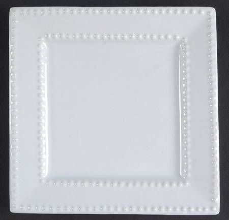 Beaded Square White Salad/Dessert Plate