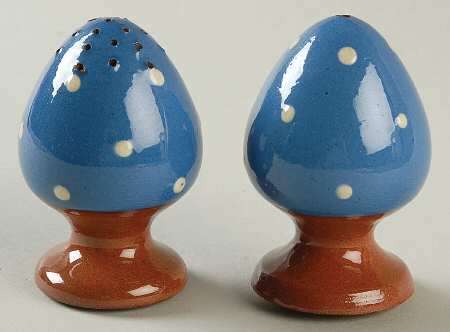 Polka Dot (White Dots, Blue Background) Salt & Pepper Set by Torquay Pottery