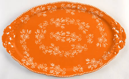 Floral Lace Spice 18" Oval Serving Platter by Temp-Tations