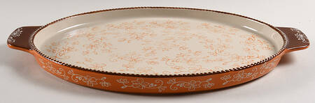 Floral Lace Spice 16" Oval Lid-It (Trivet,Tray,Baker Lid) by Temp-Tations