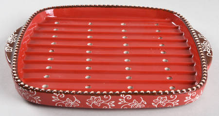 Floral Lace Red Microwave Steamer Insert