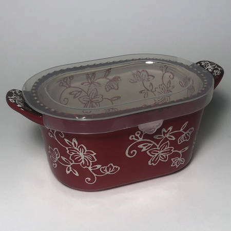 Floral Lace Red 6" Individual Rectangular Baker & Plastic Lid