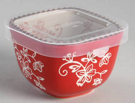 Floral Lace Red Ramekin & Plastic Lid