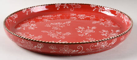 Floral Lace Red Deep Dinner Plate