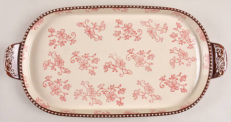 Floral Lace Red Lid-It for 15" Oval Baker (Trivet, Tra by Temp-Tations