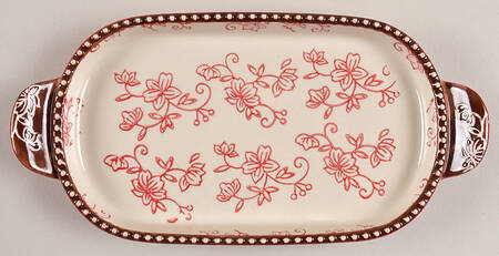 Floral Lace Red 8" Oval Lid-It (Trivet,Tray,Baker Lid)