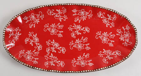 Floral Lace Red 16" Ruffled Platter