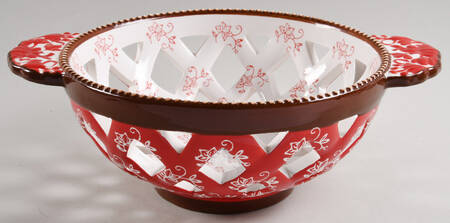 Floral Lace Red 12" Open Weave Bread Basket