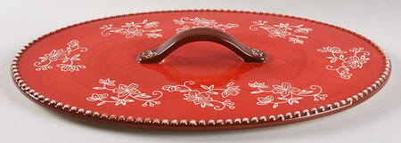Floral Lace Red Lid for 3 Qt Oval Covered Casserole
