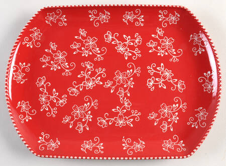 Floral Lace Red 13" Rectangular Serving Platter