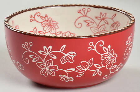 Floral Lace Red Soup/Cereal Bowl by Temp-Tations