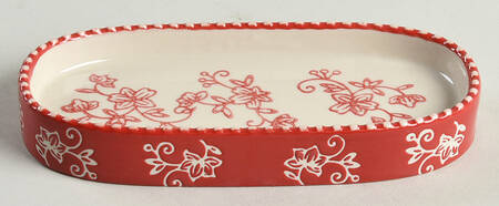 Floral Lace Red Tray for Salt&Pepper/Toothpick Holder 4pc