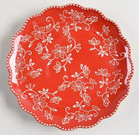 Floral Lace Red Salad Plate