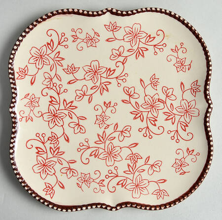 Floral Lace Red Square Salad Plate