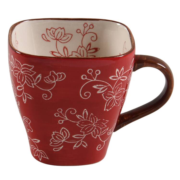 Floral Lace Red Square Mug
