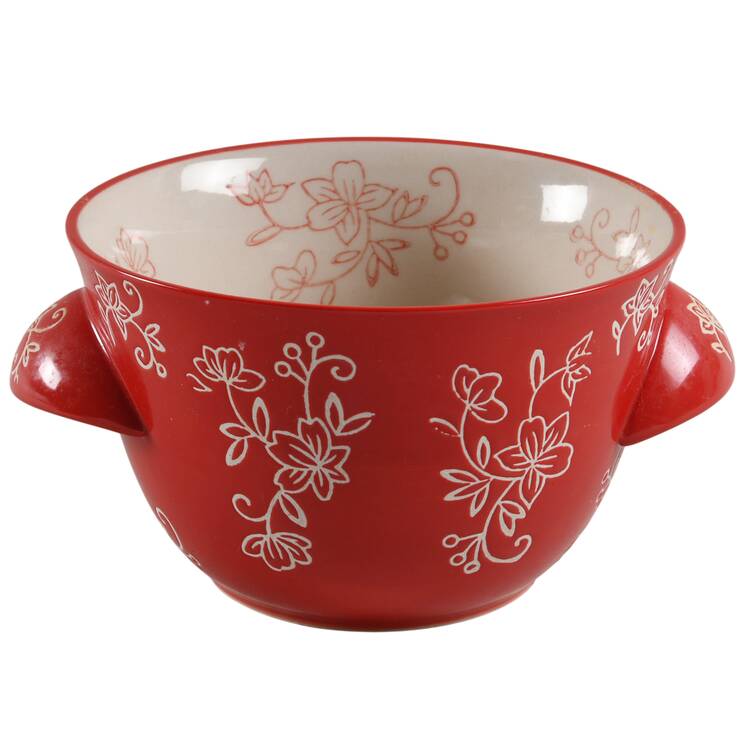 Floral Lace Red Steamer Pot-No Lid