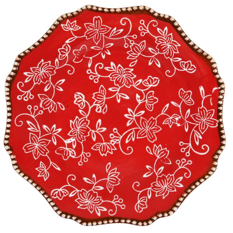 Floral Lace Red Salad Plate