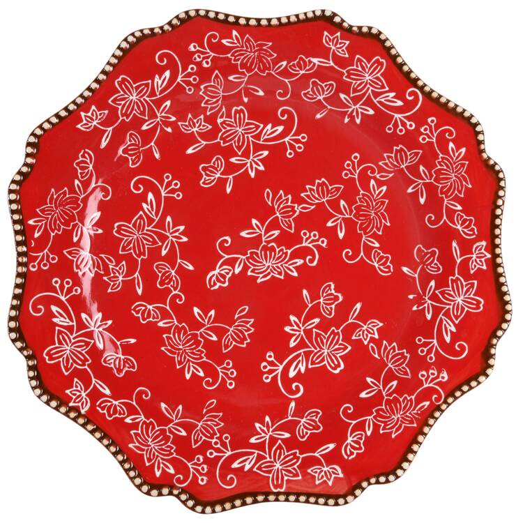 Floral Lace Red Dinner Plate