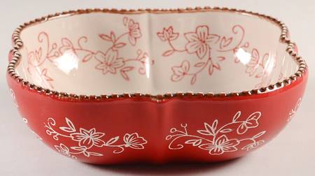 Floral Lace Red Square Soup Bowl