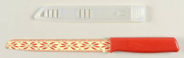 Old World Red Bread Knife Stainless Blade with Cover