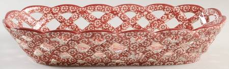 Old World Red Bread Basket Tray