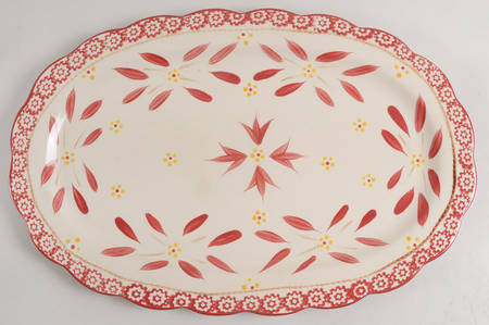 Old World Red 18" Oval Handled Platter