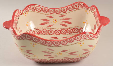 Old World Red 2.5 Qt Square Bake & Serve Bowl