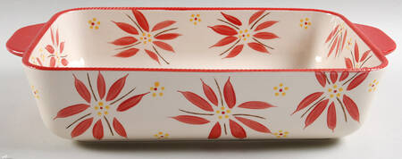 Old World Red Rectangular Baker No Lid