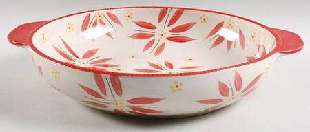 Old World Red 14" Round Tab Handled Baker