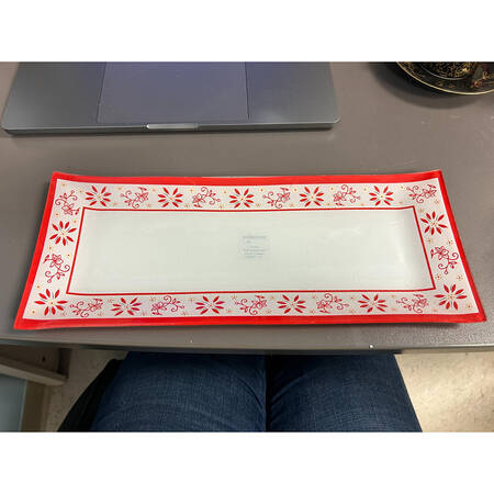 Old World Red Ceramic Tray for (4 Pc) Condiment Set