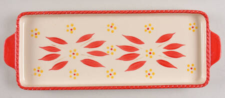 Old World Red Rectangular Tray 11"