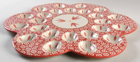 Old World Red Deviled Egg Plate