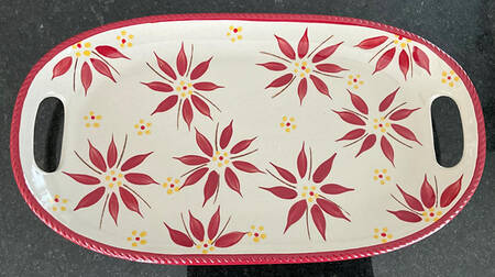 Old World Red Covered Soup Bowl & Sandwich Tray