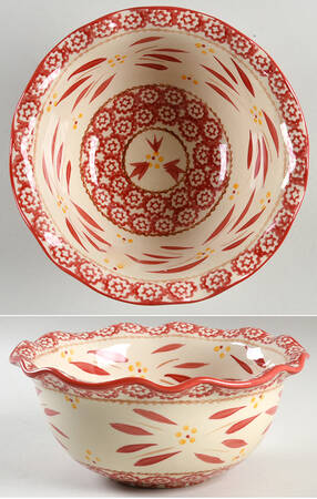 Old World Red 8" Scalloped Bowl