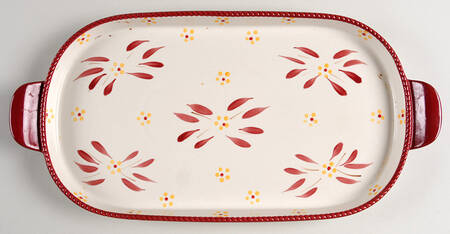 Old World Red 14" Handled Tray