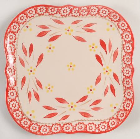 Old World Red Square Salad Plate