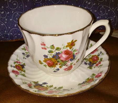 Old Chelsea Rose Flat Cup & Saucer Set by Towle