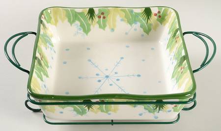 Hometown Christmas 9" Square Baker & Metal Stand