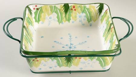 Hometown Christmas 8" Square Baker & Metal Stand