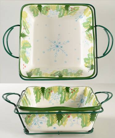 Hometown Christmas 7" Square Baker & Metal Stand
