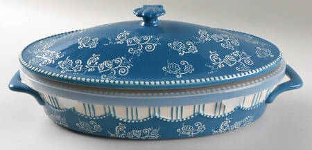Floral Lace Summer Oval Corn Cob Baker & Lid with Plastic Lid by Temp-Tations