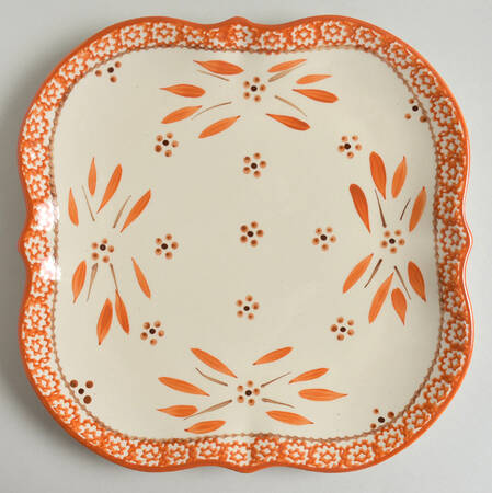 Old World Orange Spice Square Dinner Plate
