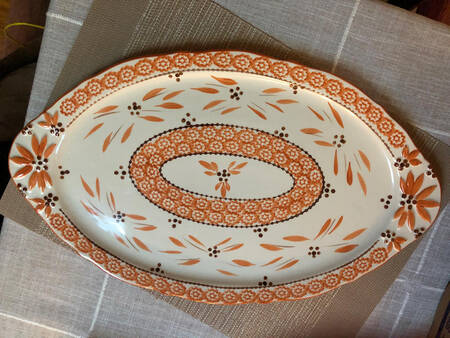 Old World Orange Spice 18" Oval Handled Platter