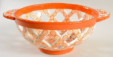 Old World Orange Spice 11" Pierced Round Bowl