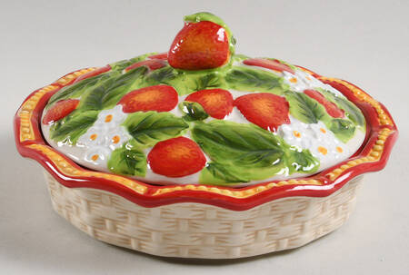 Figural Fruit Strawberry Individual Pie Plate/Baker & Lid by Temp-Tations