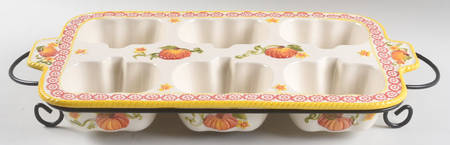 Pumpkin Patch Muffin Pan (Holds 6 Muffins) & Metal Stand